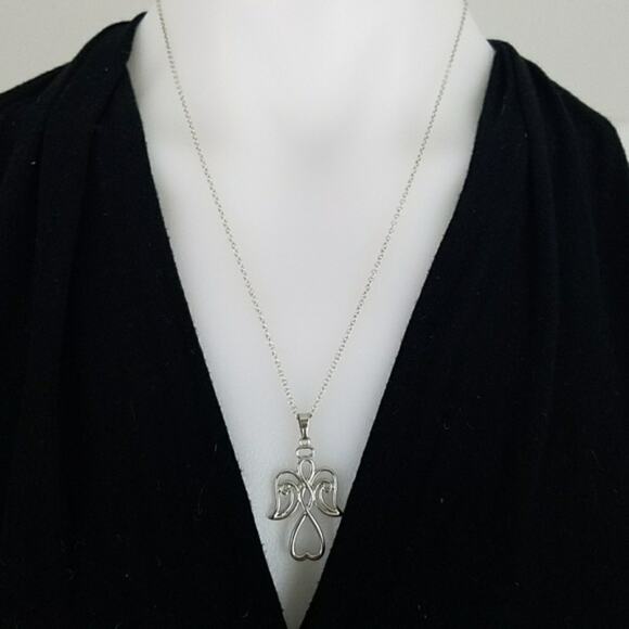 NEW Angel Drop Sterling Silver Plated Holiday Christmas Hypoallergenic Necklace - Picture 1 of 4
